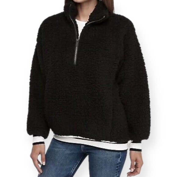 Express One Eleven Half Zip Sherpa Fleece Varsity Pullover Jacket - Picture 1 of 8